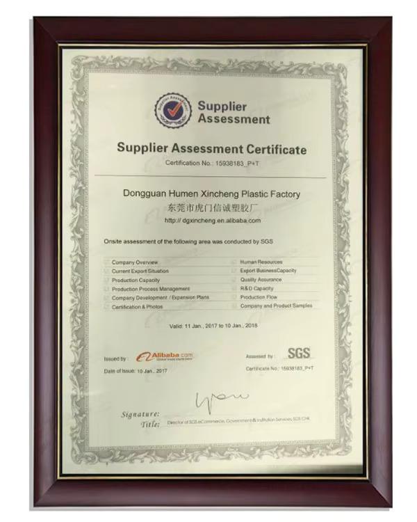 Supplier Assessment Certificate